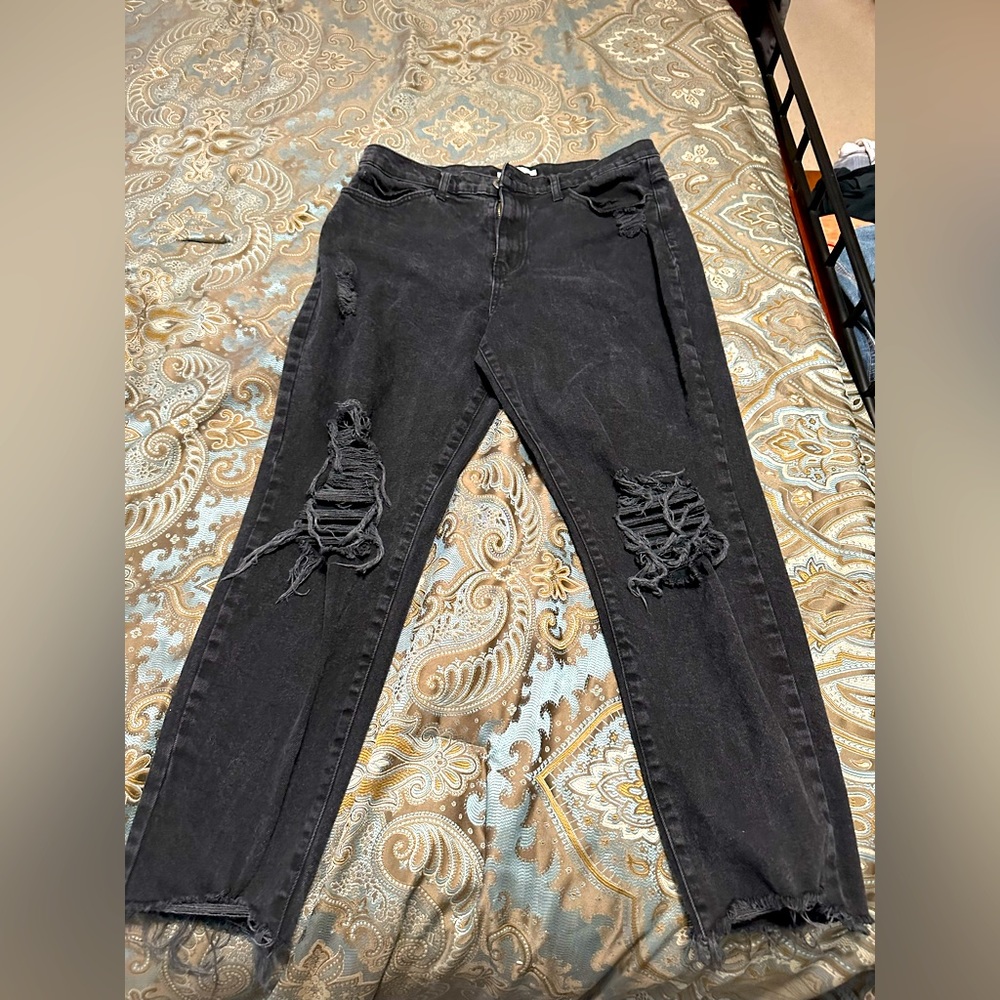 Black high rise distressed jeans junior size 15